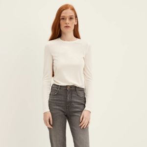 Long Sleeved Modal-Blend Ribbed Tee